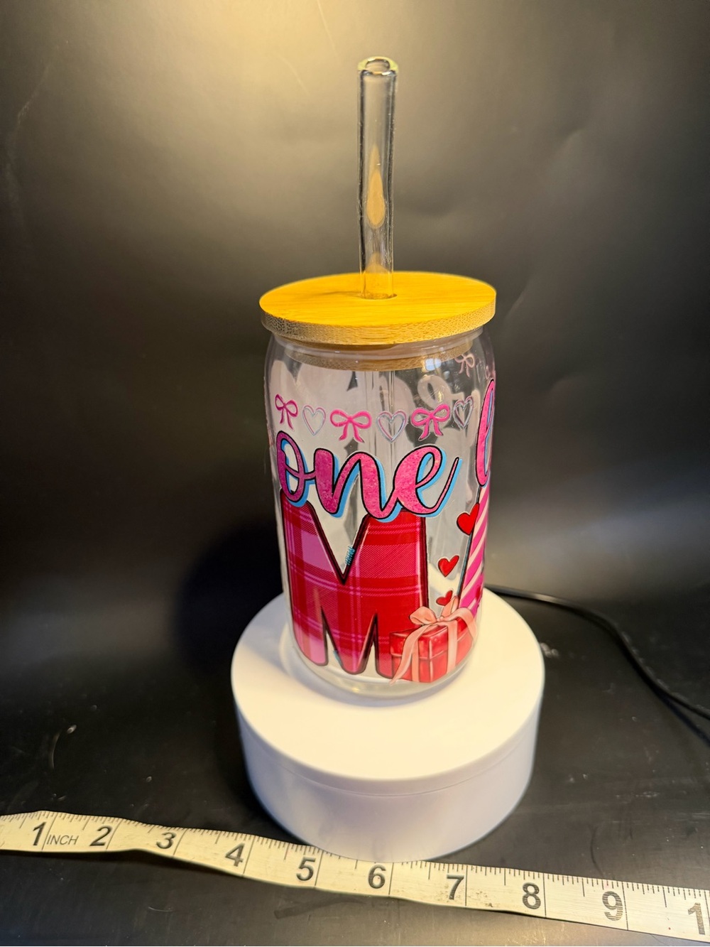 Mother’s Day glass Tumbler with Bamboo Lid